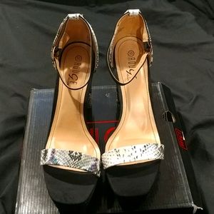 Black Snake Skin Heels